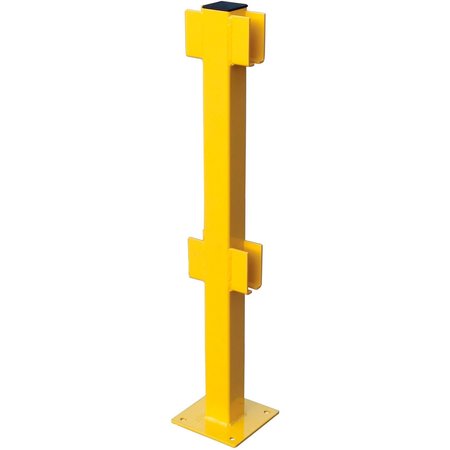 GLOBAL INDUSTRIAL Steel Lift-Out Guard Rail In-Line Post, Double-Rail, 42H, Yellow 708440